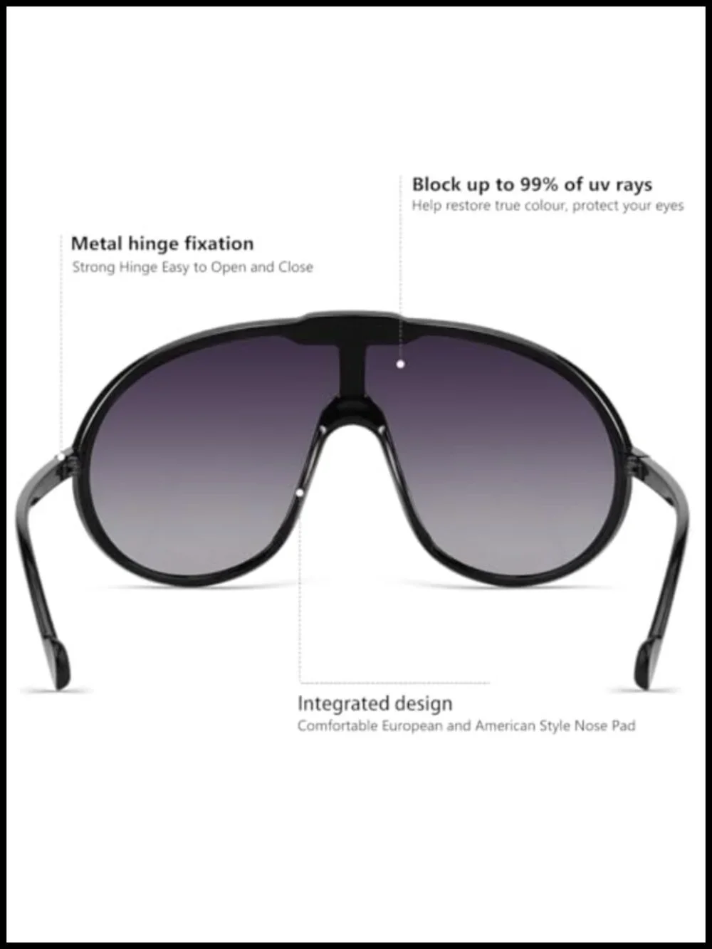 Oversized Shield Aviator Sunglasses UV400 Protection